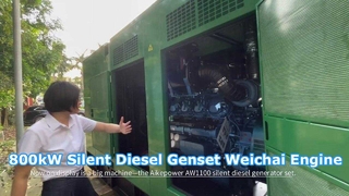 800kW / 1000kva Silent Diesel Generator Set Weichai Engine-Aikepower AW1100